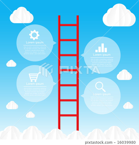 Ladder to sky and cloud infographic data bubble Ladder to sky and cloud infographic data bubble 16039980