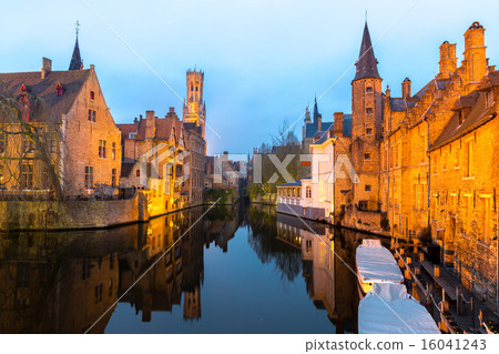 Bruges, Belgium at dusk. Bruges, Belgium at dusk. 16041243