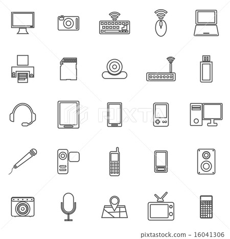 Gadget line icons on white background Gadget line icons on white background 16041306