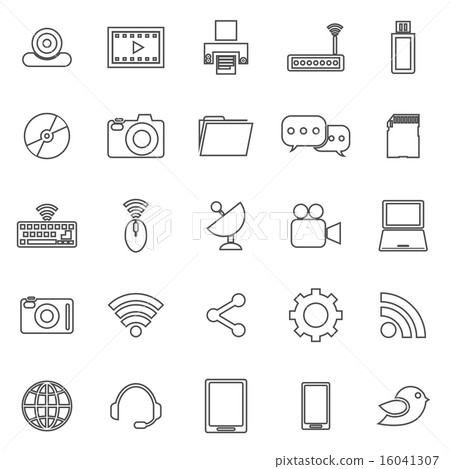 Hi-tech line icons on white background Hi-tech line icons on white background 16041307