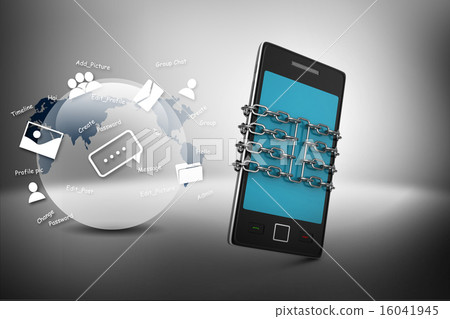 Smart phone with chain, safety concept Smart phone with chain, safety concept 16041945