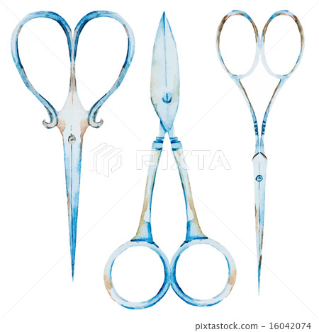 Watercolor vintage scissors 16042074