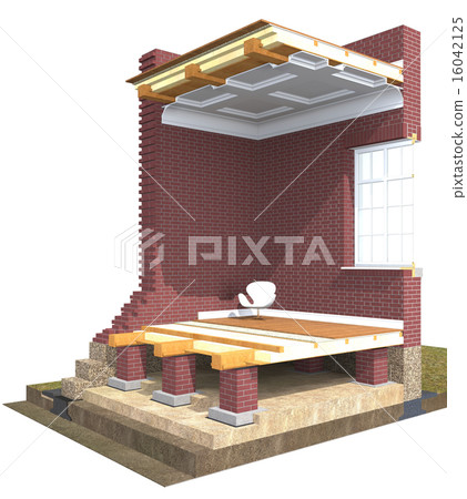 Cross section of brick house 16042125