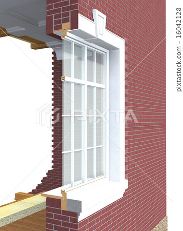 Cross section of wooden window 16042128