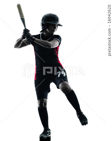 woman playing softball players silhouette isolated 16042620
