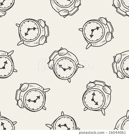 doodle alarm clock seamless pattern background - Stock Illustration ...