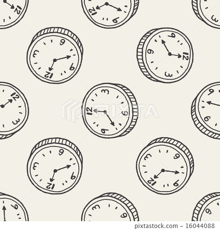 clock doodle seamless pattern background - Stock Illustration [16044088 ...