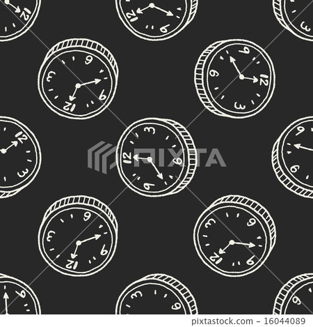 clock doodle seamless pattern background - Stock Illustration [16044089 ...