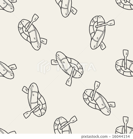 rafting doodle seamless pattern background - Stock Illustration ...