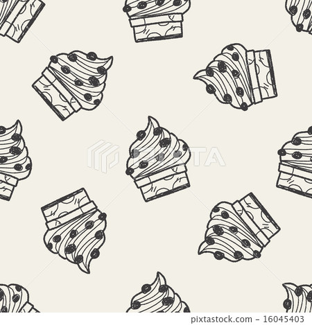 doodle cake seamless pattern background - Stock Illustration [16045403 ...