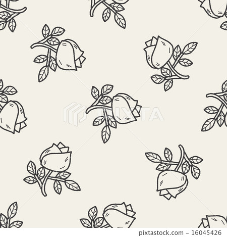 doodle flower rose seamless pattern background 16045426