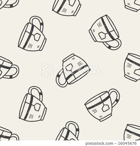 doodle coffee and tea seamless pattern background - Stock Illustration ...