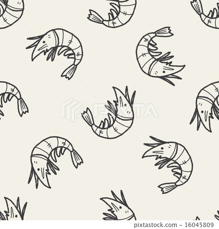 shrimp doodle seamless pattern background 16045809