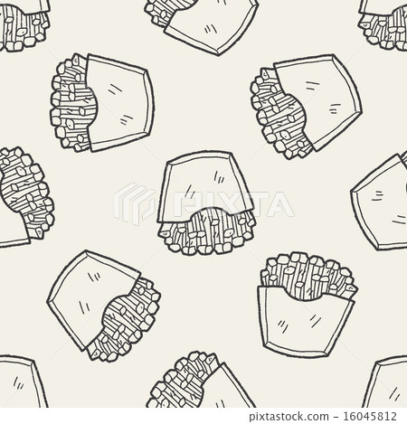 Doodle French fries seamless pattern background 16045812