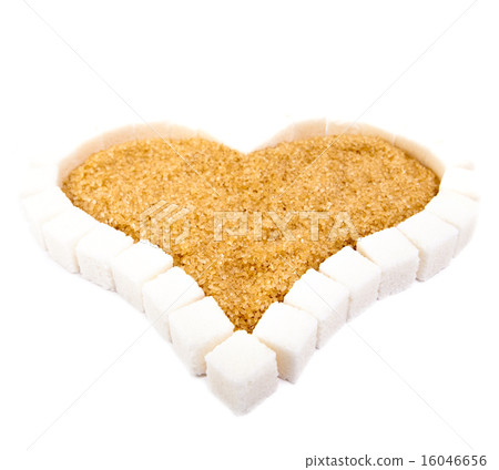 Heart from slices of the white refined sugar and b 16046656