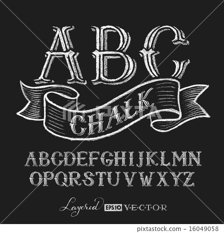 Alphabet hand drawn on chalkboard 16049058