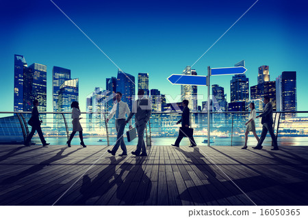 Silhouette Business People Commuter Walking Rush Hour Concept Silhouette Business People Commuter Walking Rush Hour Concept 16050365