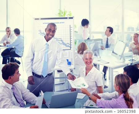 Group of Business People Meeting in the Office Group of Business People Meeting in the Office 16052398