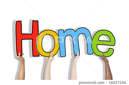 Hands Holding the Word Home Concept Hands Holding the Word Home Concept 16057288