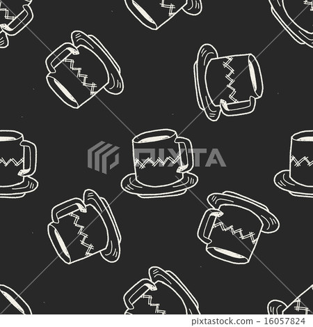 coffee cup doodle seamless pattern background 16057824