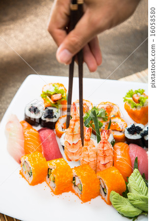 .Sushi set of Japnese food .Sushi set of Japnese food 16058580