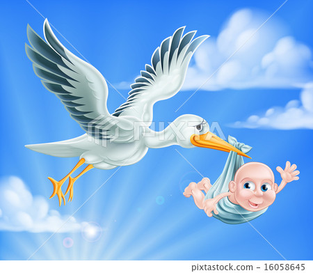Stork and Baby Illustration 16058645