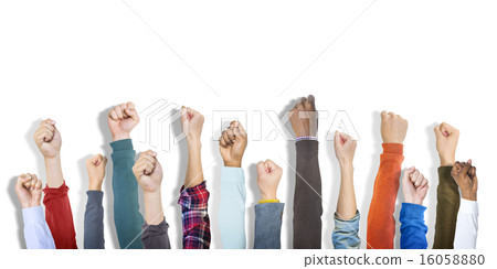 Group of Hands Raised and Background 16058880