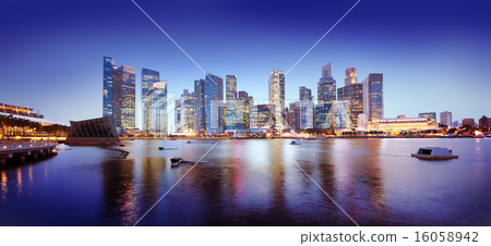Cityscape Singapore Panoramic Night Concept Cityscape Singapore Panoramic Night Concept 16058942
