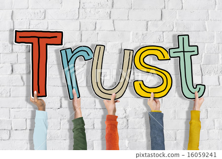 Group of Hands Holding Letter Trust 16059241