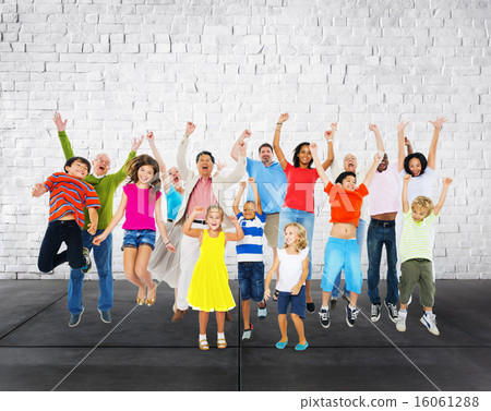 Children Celebration Jumping Ecstatic Happiness Concept 16061288