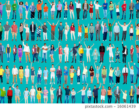 Multiethnic Casual People Togetherness Celebration Arms Raised C 16061439