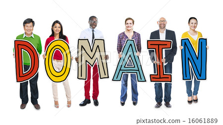DIverse People Holding Text Domain 16061889