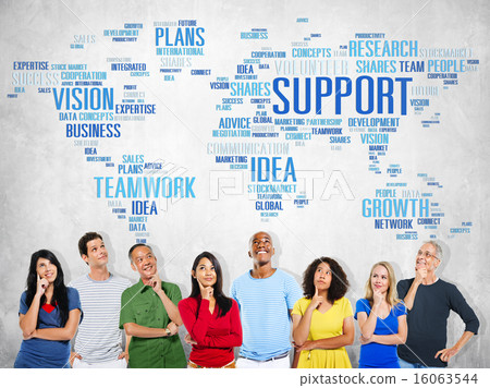 Global People Planning Thinking Support Teamwork Concept Global People Planning Thinking Support Teamwork Concept 16063544
