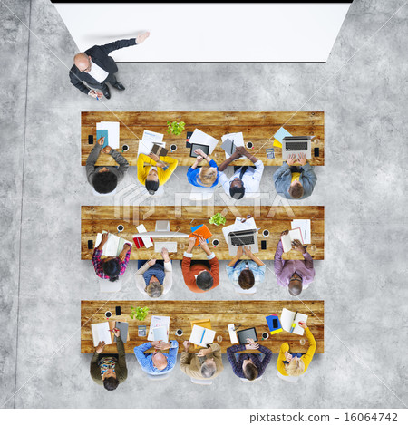 Aerial View People Learning Studying Training Education Concepts Aerial View People Learning Studying Training Education Concepts 16064742