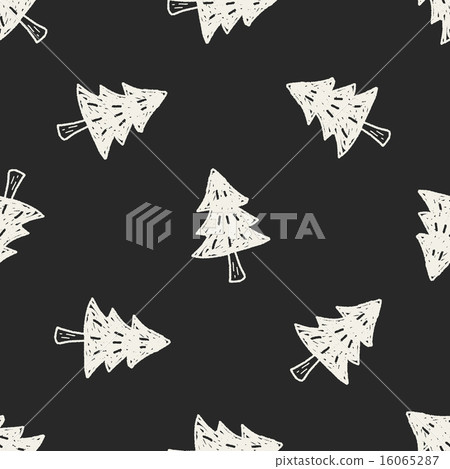 Christmas tree doodle seamless pattern background - Stock Illustration ...