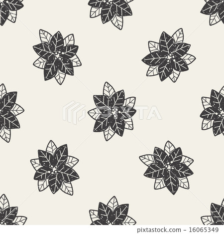 poinsettia doodle seamless pattern background - 스톡일러스트 [16065349] - PIXTA