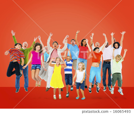 Children Celebration Jumping Ecstatic Happiness Concept 16065493