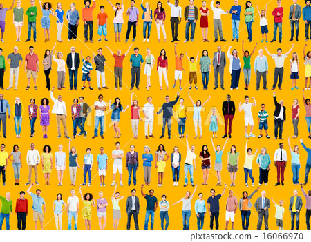 Multiethnic Casual People Togetherness Celebration Arms Raised C 16066970
