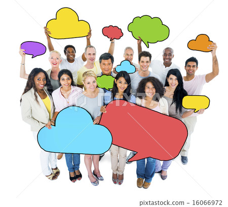 Multiethnic group of people wit Speech Bubbles Multiethnic group of people wit Speech Bubbles 16066972