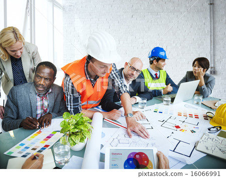 Construction Worker Brainstorming Project Teamwork Concept Construction Worker Brainstorming Project Teamwork Concept 16066991