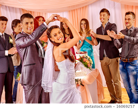 Group people at wedding dance. 16069257
