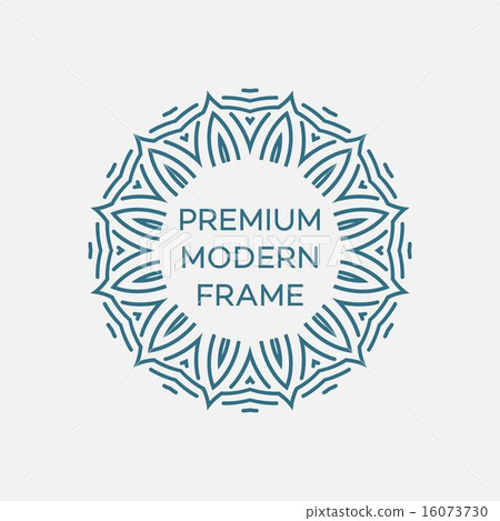 Vector geometric frame in mono line style. Monogram design element. Vector illustration 16073730