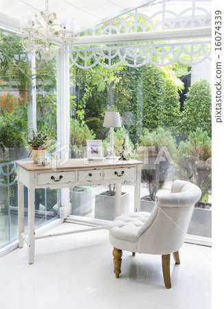 A modern desk at garden view 16074339