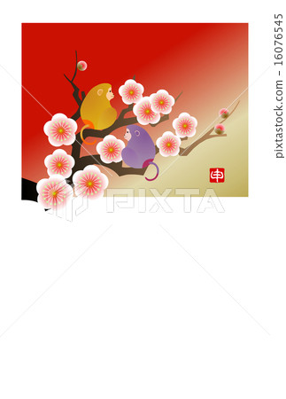 New Year's New Year's card and plum 16076545