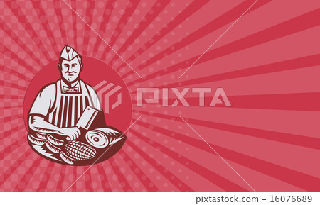 Business card Butcher Cutter Worker Meat Cleaver  16076689