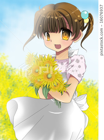 Sunflower and girl Sunflower and girl 16076937