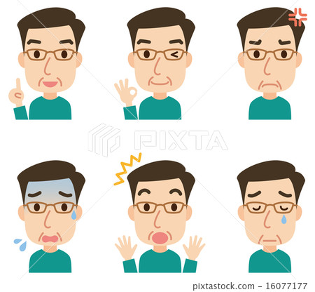 Middle-aged man's expression pose set 16077177