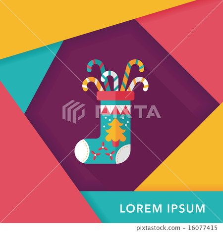 Christmas stocking flat icon with long shadow,eps10 16077415