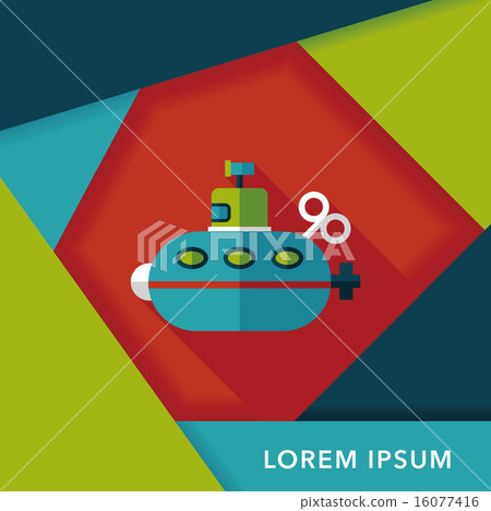 Submarine flat icon with long shadow,eps10 16077416