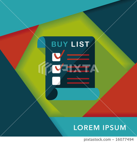 shopping list flat icon with long shadow,eps10 16077494
